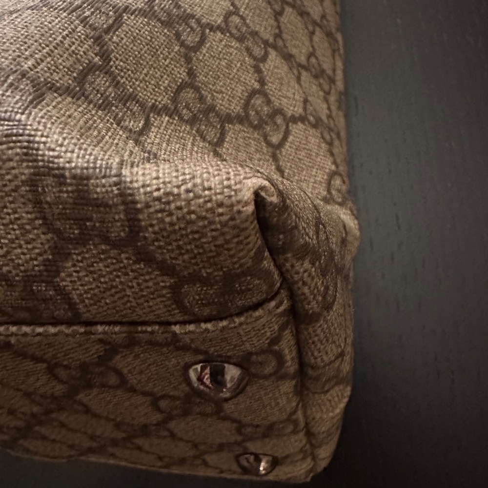 Gucci GG Supreme Canvas Tote Brown | Leather Trim | Authentic w COA - Picture 8 of 14
